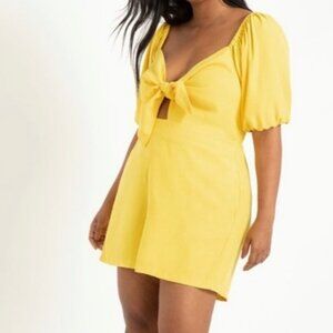 Eloquii Size 16 Tie Front Bodice Yellow Romper NWT